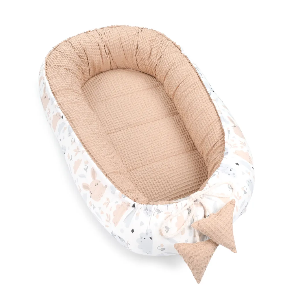 Babynestchen Set Neugeborene 90x50 Cm Waffelbaumwolle - Kuschelnest Baby Nestchen 5-teilig Kokon Eule Braun 3 Babynestchen Set Neugeborene 90x50 Cm Waffelbaumwolle - Kuschelnest Baby Nestchen 5-teilig Kokon Eule Braun – Bild 3