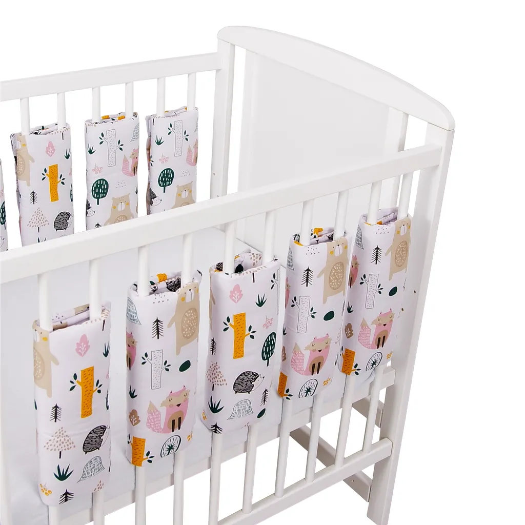 Universeller Babybett Gitterschutz Mit Klettverschluss Aus 100% Baumwolle 38x30cm 9 Stück Muster Waldbewohner 1 Universeller Babybett Gitterschutz Mit Klettverschluss Aus 100% Baumwolle 38x30cm 9 Stück Muster Waldbewohner