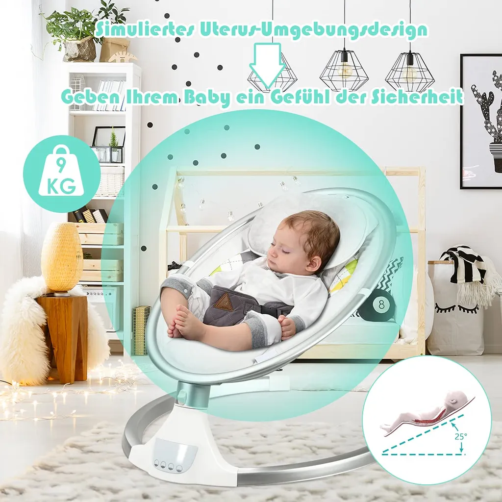 COSTWAY Babywippe Elektrisch Mit Timer, Babyschaukel Babywiege Mit 5 Schwingungsamplituden Musik Und Bluetoothfunktion Beige 2 COSTWAY Babywippe Elektrisch Mit Timer, Babyschaukel Babywiege Mit 5 Schwingungsamplituden Musik Und Bluetoothfunktion Beige – Bild 2