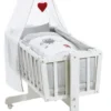 Roba Komplettwiegenset 'Adam & Eule' (40x90cm), Weiß, Mit Feststellfunktion, Inkl. Ausstattung