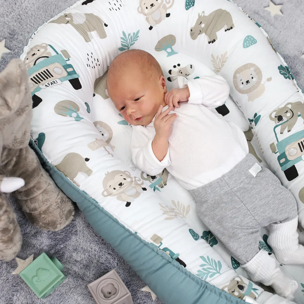 Babynest Kokon Neugeborene 90 X 50 Cm - Handmade Kuschelnest Baby Nestchen Mit Baumwolle Afrika Blau 6 Babynest Kokon Neugeborene 90 X 50 Cm - Handmade Kuschelnest Baby Nestchen Mit Baumwolle Afrika Blau – Bild 6