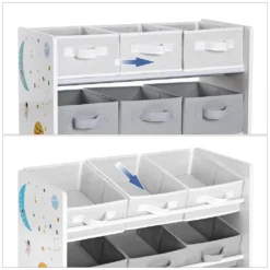 SONGMICS Kinderregal Kinderzimmerregal Bücherregal Für Kinder Spielzeugablage Mit 9 Boxen Aus Fleece 62,5 X 29,5 X 60 Cm Spielzeug-Organizer Weiß GKR33WT -Babyprodukte Geschäft 8dae90c644a1853c9ac1674f5e34f7bd