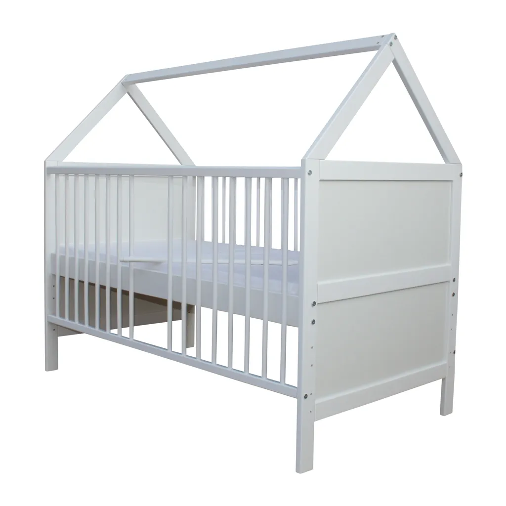 Babybett Kinderbett Juniorbett Bett Haus 140x70 Cm Umbaubar Mit Matratze Weiss 2 Babybett Kinderbett Juniorbett Bett Haus 140x70 Cm Umbaubar Mit Matratze Weiss – Bild 2