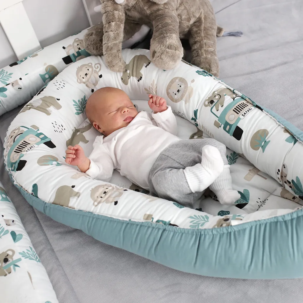 Babynest Kokon Neugeborene 90 X 50 Cm - Handmade Kuschelnest Baby Nestchen Mit Baumwolle Afrika Blau 5 Babynest Kokon Neugeborene 90 X 50 Cm - Handmade Kuschelnest Baby Nestchen Mit Baumwolle Afrika Blau – Bild 5