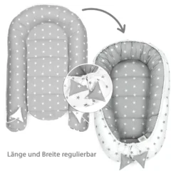 Babynest Kokon Neugeborene 90 X 50 Cm - Handmade Kuschelnest Baby Nestchen Aus Baumwolle Sternchen Grau-Weiß -Babyprodukte Geschäft 90817d471b7a649670623a54cb926808