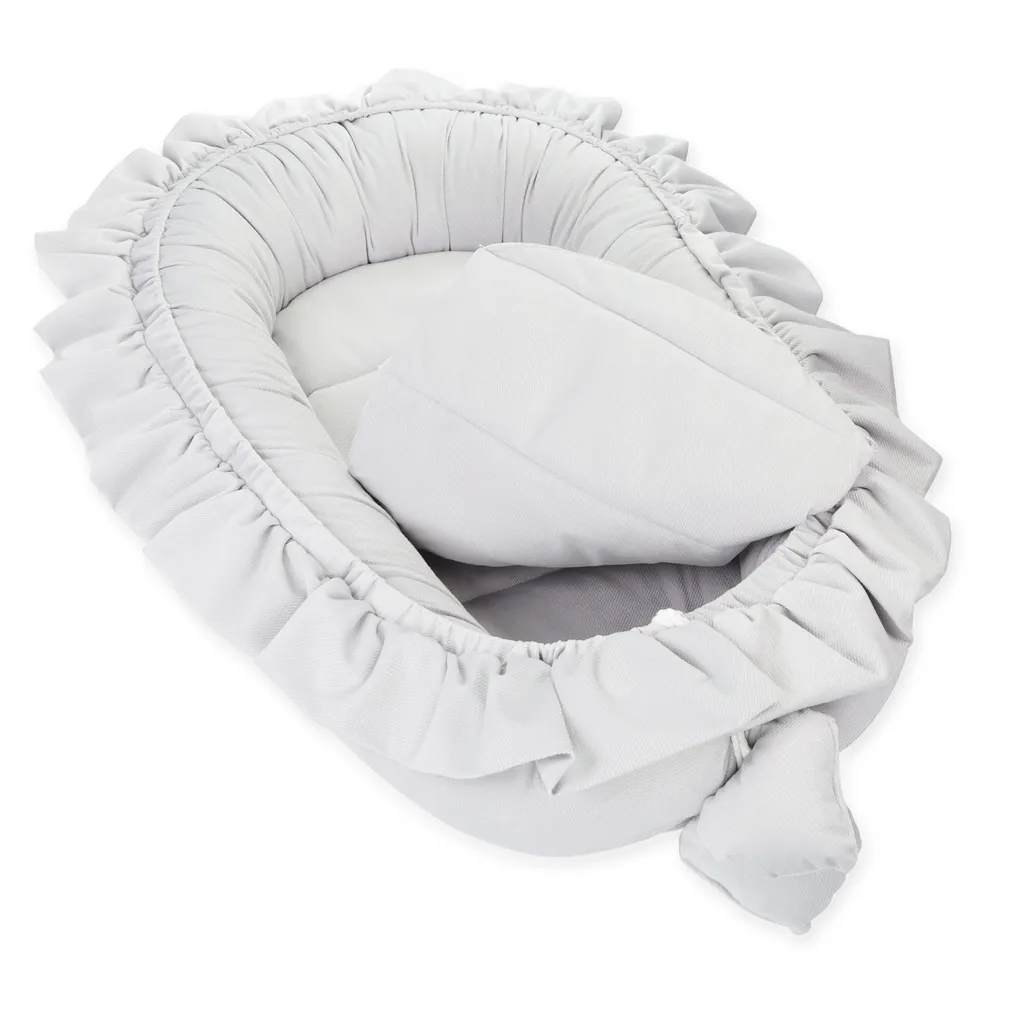 Babynestchen Velvet Kuschelnest Für Neugeborene 90x50 Cm - Baby Nestchen Bett Kokon Fleecestoff Grau 2 Babynestchen Velvet Kuschelnest Für Neugeborene 90x50 Cm - Baby Nestchen Bett Kokon Fleecestoff Grau – Bild 2