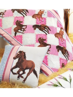 MyToys COLLECTION Möbel MyToys COLLECTION Pferdebettwäsche, Kinderbettwäsche Pferde, Flanell, Rosa-blau, 135x200 Cm + 80 X 80 Cm Von Pötter Bettwäsche Bettwäsche 135 X 200 Cm Flanell Winterbettwäsche Kinderbettwäsche Pferdebettwäsche Bettbezug Mädchen... -Babyprodukte Geschäft 94294c96fe9fccbe5cc177a6ad4090e3