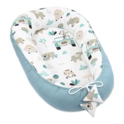 Babynest Kokon Neugeborene 90 X 50 Cm - Handmade Kuschelnest Baby Nestchen Mit Baumwolle Afrika Blau