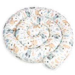 Bettschlange 150 Cm Nestchenschlange Für Baby Bettrolle 1,5m Bettumrandung Babybettschlange Baumwolle Eulen Und Hasen