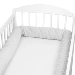 Bettschlange 4 M Nestchenschlange Bettrolle Bettumrandung Babybettschlange Babybett Umrandungen Babynestchen Für Kinderbett (Hellgrau Minky, 400 Cm) -Babyprodukte Geschäft 975450241fe3f0ccd996690bf7b5d890