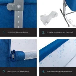 KESSER® Zustellbett Hubi 3in1 Baby Beistellbett Reisebett Babybett Mit Weich Matratze, Mit Rollen Kinderbett, 5-fach Höhenverstellung, Faltbare Seitenwand Für Zu Hause Und Unterwegs, Farbe:Blau -Babyprodukte Geschäft 976c941e6b86240fd6f101ac09c5bc49