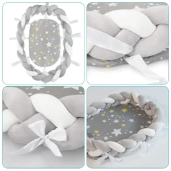 Navaris Baby Nest Für Säuglinge - Bettschlange Geflochten Mit Schlafunterlage - Babynest Mit Bettumrandung Zopf - Nestchen Kopfschutz - Babynest Geflochten -Babyprodukte Geschäft 984da2a3a3f0ccef7117fdf65f462e8c