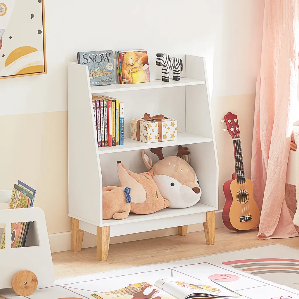 SoBuy KMB47-W Kinderregal Mit 3 Fächern Bücherregal Aufbewahrungsregal Für Kinder Standregal Mit Massivholzbeine Weiß BHT Ca.: 60x80x25cm 1 SoBuy KMB47-W Kinderregal Mit 3 Fächern Bücherregal Aufbewahrungsregal Für Kinder Standregal Mit Massivholzbeine Weiß BHT Ca.: 60x80x25cm
