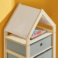 SoBuy STR08-N Aufbewahrungsregal Kinderzimmerregal Standregal Mit Schubladen Stoffkommode Schubladenschrank In Hausform BHT Ca: 46x95x33cm -Babyprodukte Geschäft 9fcbc0b2a8790f71c49df4f33d461c95