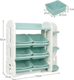 COSTWAY Kinder Spielzeugregal Mit 6 Aufbewahrungsboxen Und 4 Ablagen, Eckregal Aus Kunststoff, Kinderregal, Aufbewahrungsregal Ideal Für Kinderzimmer Und Kindergarten -Babyprodukte Geschäft a12f678cdf2388ef040c62f045036c95