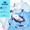KIDIZ® Babywippe Babyschaukel Mit 5 Geschwindigkeitseinstellungen Zusammenklappbarer Baby Wippe Schaukel Babyhochstuhl Mit Spielbogen Spielzeugen 5 Beruhigende Naturgeräusche Neugeborene, Farbe:Navyblau