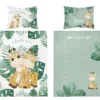 Baby Wende-Bettwäsche Aus 100% Baumwolle - Giraffe Grün - 100 X 135 Cm