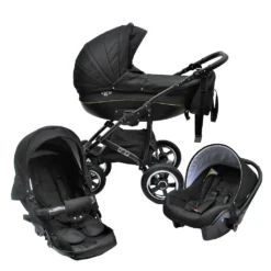 LUXUS Kombi Kinderwagen 3 In 1 Komplettset - Schwarz