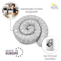 Bettschlange 300 Cm Nestchenschlange Für Baby Bettrolle 3m Bettumrandung Babybettschlange Grau Mit Weißen Sternen -Babyprodukte Geschäft a5999414162298bfaf18d0be144b97fc