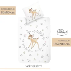 Bambi Bettwäsche 135x200 + 80x80 Cm 2 Tlg., 100 % Baumwolle In Renforcé, Disney's Bambi Reh & Klopfer Hase Kinderbettwäsche -Babyprodukte Geschäft a622826bf03ede72578913f1e6e2b42b