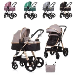 Chipolino Kombikinderwagen Havana 2 In 1 Faltbar Tragetasche Sportsitz Bis 22 Kg Schwarz Beige
