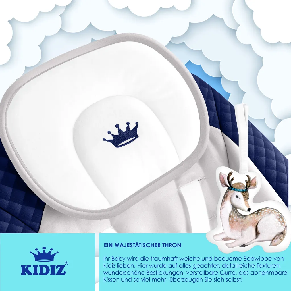 KIDIZ® Babywippe Babyschaukel Mit 5 Geschwindigkeitseinstellungen Zusammenklappbarer Baby Wippe Schaukel Babyhochstuhl Mit Spielbogen Spielzeugen 5 Beruhigende Naturgeräusche Neugeborene, Farbe:Navyblau 6 KIDIZ® Babywippe Babyschaukel Mit 5 Geschwindigkeitseinstellungen Zusammenklappbarer Baby Wippe Schaukel Babyhochstuhl Mit Spielbogen Spielzeugen 5 Beruhigende Naturgeräusche Neugeborene, Farbe:Navyblau – Bild 6