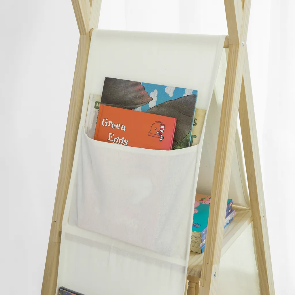 SoBuy KMB30-WN Tipi Kinderregal Mit 3 Aufbewahrungsfächer Kinder Bücherregal Spielzeugregal Kinderzimmerregal BHT Ca.: 93x151x36cm 5 SoBuy KMB30-WN Tipi Kinderregal Mit 3 Aufbewahrungsfächer Kinder Bücherregal Spielzeugregal Kinderzimmerregal BHT Ca.: 93x151x36cm – Bild 5