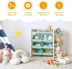 COSTWAY Kinder Spielzeugregal Mit 6 Aufbewahrungsboxen Und 4 Ablagen, Eckregal Aus Kunststoff, Kinderregal, Aufbewahrungsregal Ideal Für Kinderzimmer Und Kindergarten -Babyprodukte Geschäft aba047e542fa7d25133f2dbeebf5a574