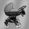 LUXUS Kombi Kinderwagen 3 In 1 Komplettset - NEU Mit Kunstlederelementen Und Luftreifen Silber