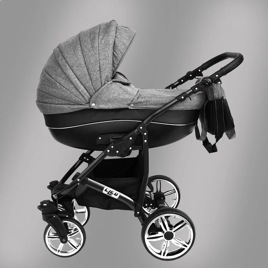 LUXUS Kombi Kinderwagen 3 In 1 Komplettset - NEU Mit Kunstlederelementen Und Luftreifen Silber 1 LUXUS Kombi Kinderwagen 3 In 1 Komplettset - NEU Mit Kunstlederelementen Und Luftreifen Silber