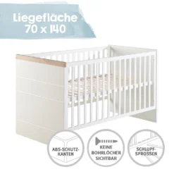 Roba Kombi-Kinderbett 'Nele' 70 X1 40 Cm, Babybett Umbaubar Zum Juniorbett, Weiß,Nachbildungleisten In 'Artisan Eiche' -Babyprodukte Geschäft ad11598cab7e00f0ed6779ea73ba2f61