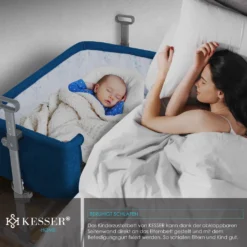 KESSER® Zustellbett Hubi 3in1 Baby Beistellbett Reisebett Babybett Mit Weich Matratze, Mit Rollen Kinderbett, 5-fach Höhenverstellung, Faltbare Seitenwand Für Zu Hause Und Unterwegs, Farbe:Blau -Babyprodukte Geschäft ae4911276910195710a6da8ee0b03087