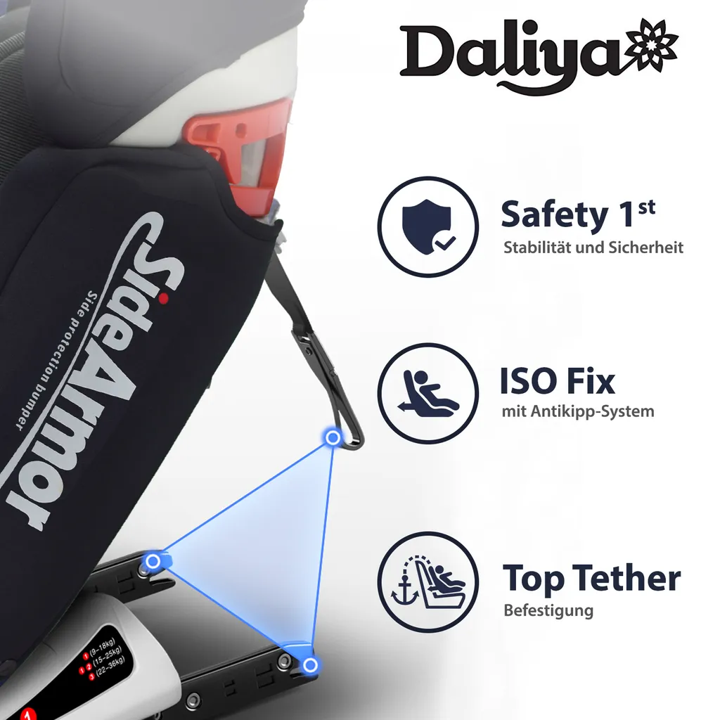 Daliya® Sitorino Kinderautositz 0-36KG Schwarz, Mitwachsender Autositz, Kindersitz GR. 0+1+2+3, Isofix Fix, Top Tether, 5 Punkt Sicherheitsgurt, 2x Isofix Einbauhilfe…… 2 Daliya® Sitorino Kinderautositz 0-36KG Schwarz, Mitwachsender Autositz, Kindersitz GR. 0+1+2+3, Isofix Fix, Top Tether, 5 Punkt Sicherheitsgurt, 2x Isofix Einbauhilfe…… – Bild 2