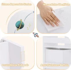 COSTWAY Freistehender Kinderzimmerschrank, 3-stöckiger Kinderzimmerregal, Spielzeug-Organizer Für Kleinkinder Mit 5 Fächern & 2 Aufbewahrungsboxen & 3 Regalen (Planetenrakete) -Babyprodukte Geschäft b210f20c282b38474edfe5be7b93a7bc
