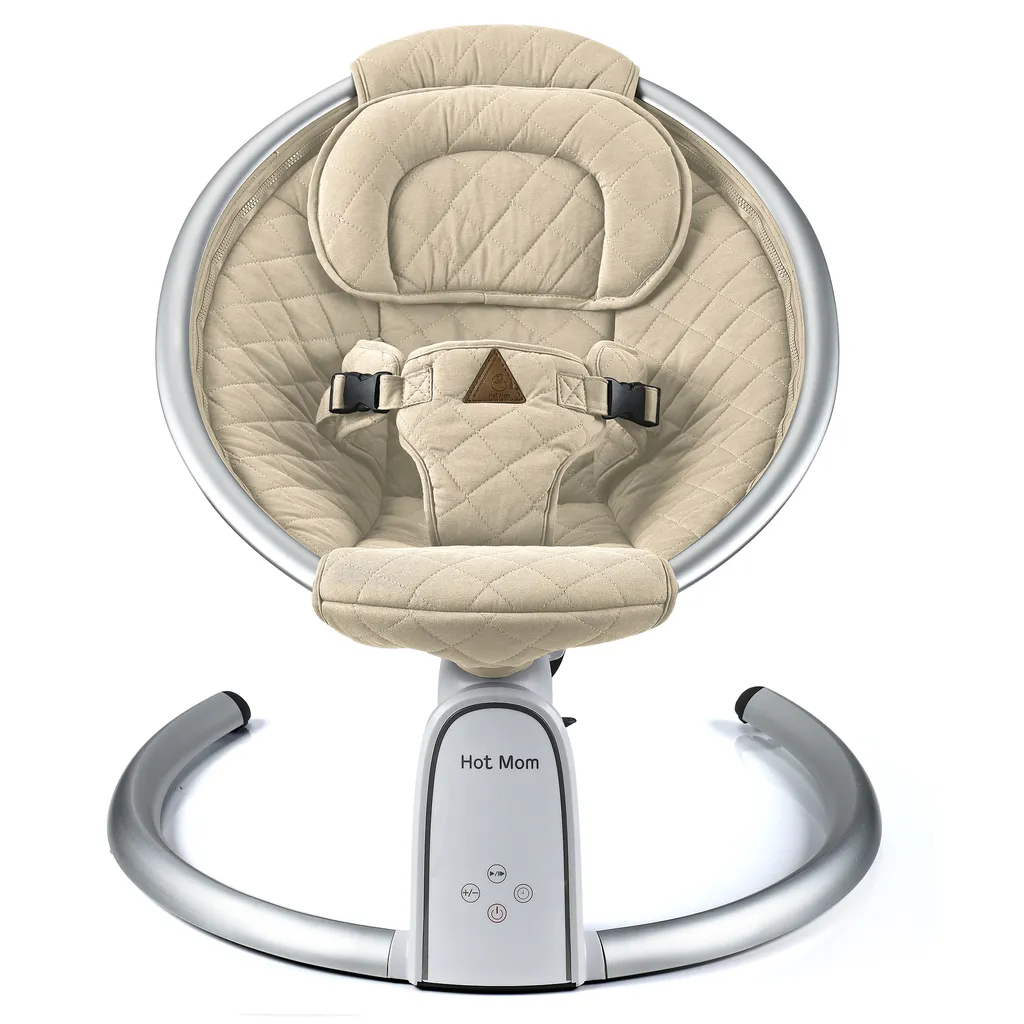 Hot Mom Babywippe Elektrische Babyschaukel Mit 5 Stufen Schaukelfunktion, Baumwolle Babywiege Mit Musik Durch Bluetooth, 2022 Style (Beige) 8 Hot Mom Babywippe Elektrische Babyschaukel Mit 5 Stufen Schaukelfunktion, Baumwolle Babywiege Mit Musik Durch Bluetooth, 2022 Style (Beige) – Bild 8