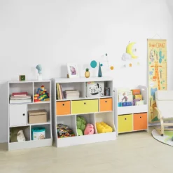 SoBuy KMB26-W Kinder Bücherregal Kinderregal Mit 5 Ablagefächern Und 3 Stoffboxen Spielzeugregal Aufbewahrungsregal Für Kinder Spielzeug-Organizer Weiß 15 SoBuy KMB26-W Kinder Bücherregal Kinderregal Mit 5 Ablagefächern Und 3 Stoffboxen Spielzeugregal Aufbewahrungsregal Für Kinder Spielzeug-Organizer Weiß -Babyprodukte Geschäft b4d38443ef6090c1ca3fa62283672a2e