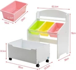 COSTWAY Spielzeugregal Mit Rollbarem Fach, 3 Kleinen Aufbewahrungsboxen Und Ablage, Spielzeugschrank, Kinderregal, Spielzeug Organizer Ideal Für Kinderzimmer Und Kindergarten (Weiß) -Babyprodukte Geschäft b52aa714777733be378edfcec2aa20d3