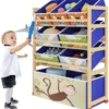 Dripex 64 X 28 X 81 Cm Kinder Regal, Spielzeugregal Mit 8 Boxen Kinderzimmerregal Aufbewahrungsregal Für Kinder Junge