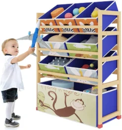 Dripex 64 X 28 X 81 Cm Kinder Regal, Spielzeugregal Mit 8 Boxen Kinderzimmerregal Aufbewahrungsregal Für Kinder Junge