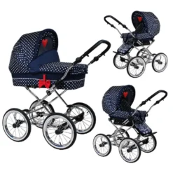 Retrokinderwagen Set Buggy Babyschale Und Isofix Optional Giulietta By SaintBaby Blue White Dots 06 2in1 Ohne Babyschale