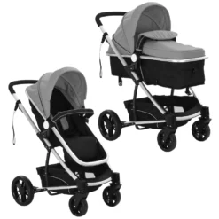 VidaXL 2-in-1 Buggy/Kinderwagen Aluminium Grau Und Schwarz -Babyprodukte Geschäft b9c0a50f7239f585e7699b9f8bbc8167