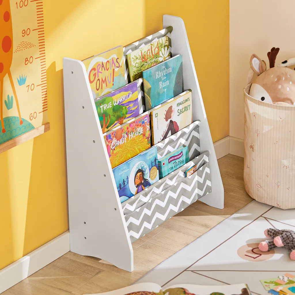 SoBuy KMB50-HG Kinder-Bücherregal Hängefächerregal Zeitungsständer Mit 4 Ablagefächern Büchergestell BHT Ca: 63x76x28cm 3 SoBuy KMB50-HG Kinder-Bücherregal Hängefächerregal Zeitungsständer Mit 4 Ablagefächern Büchergestell BHT Ca: 63x76x28cm – Bild 3