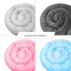 Bettschlange 4 M Nestchenschlange Bettrolle Bettumrandung Babybettschlange Babybett Umrandungen Babynestchen Für Kinderbett (Hellgrau Minky, 400 Cm) -Babyprodukte Geschäft bcf618c03051997488ee129f1c38dc9b