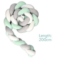 Bettschlange Geflochten,Bettschlange Geflochten Bettumrandung Babybett - Nestchen Für Baby 2M(Grau+weiss+Grün） -Babyprodukte Geschäft be1eaa67379de4841d7eefa3168b82d0