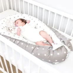 Babynest Kokon Neugeborene 90 X 50 Cm - Handmade Kuschelnest Baby Nestchen Aus Baumwolle Sternchen Grau-Weiß -Babyprodukte Geschäft be2c5381958b7b4c28fe19f0e064ce70