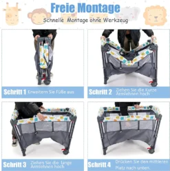 5 In 1 Babybett Mit Matratze, Reisebett Baby Mit Wickeltisch, Spieluhr Und Spielzeug, Laufstall | Beistellbett | Babyschaukel Für Baby Ab Geburt (Grau) -Babyprodukte Geschäft beb9b8bd1db9ca9beb80e98c1c12caa6