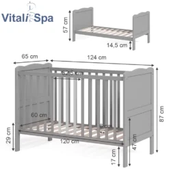 VitaliSpa Gitterbett Tobi Umbaubar Grau 124 X 87 X 65 Cm Holzwerkstoff -Babyprodukte Geschäft beecb95d1246ed55be125effdd2906be