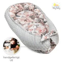 Warmes Nestchen Baby 90x50 Cm - Kuschelnest Neugeborene Nestchen Winter / Herbst Kokon Babynest Wilde Rose Grau -Babyprodukte Geschäft bf96611f1acddee6ec0db8ffebfbe6ef
