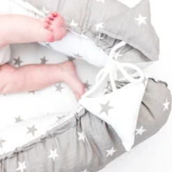 Babynest Kokon Neugeborene 90 X 50 Cm - Handmade Kuschelnest Baby Nestchen Aus Baumwolle Sternchen Grau-Weiß -Babyprodukte Geschäft c0838911980fe0fabf0ec3d70a86a8b7