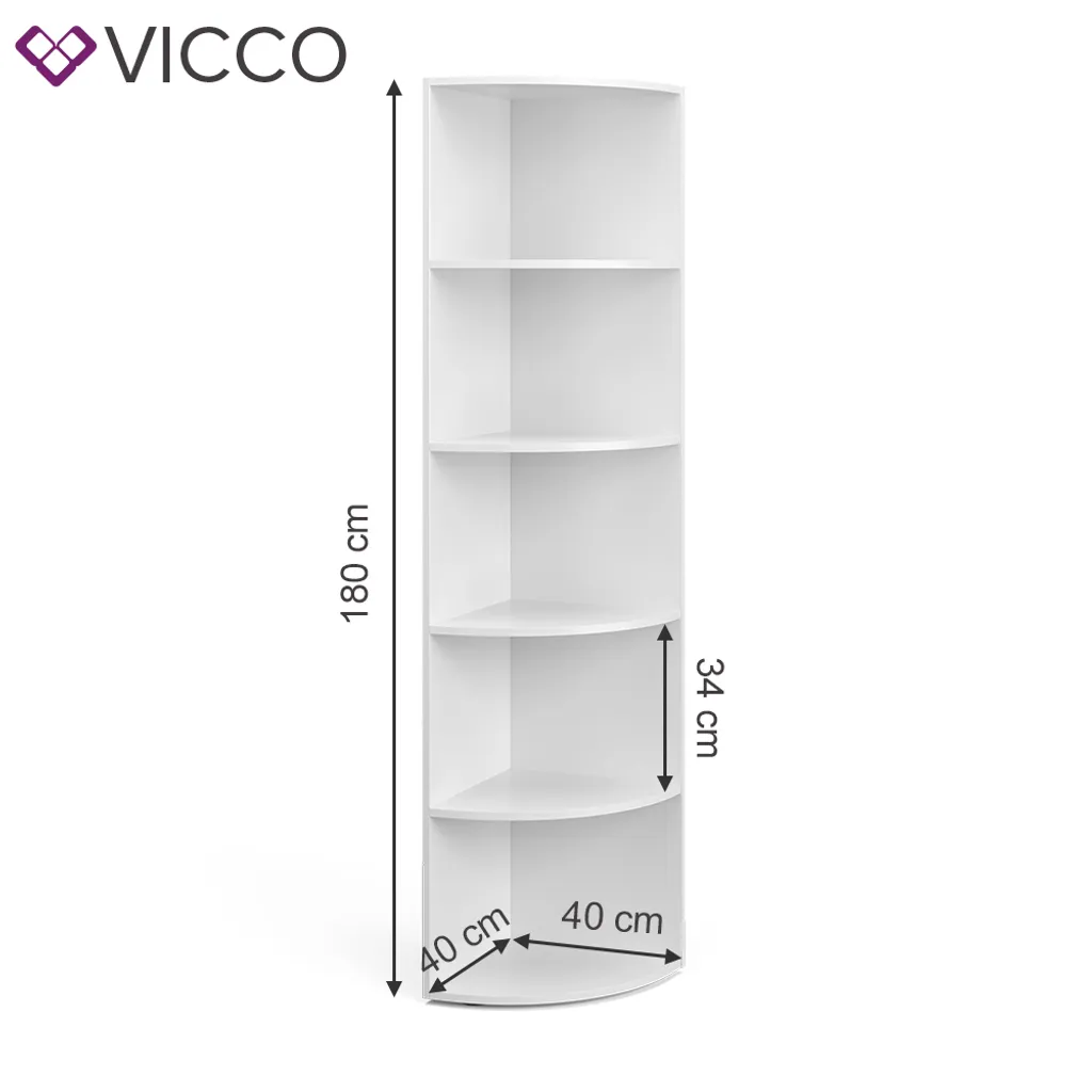 Vicco Eckregal Ecki Weiß 180 X 40 X 40 Cm Holzwerkstoff 3 Vicco Eckregal Ecki Weiß 180 X 40 X 40 Cm Holzwerkstoff – Bild 3